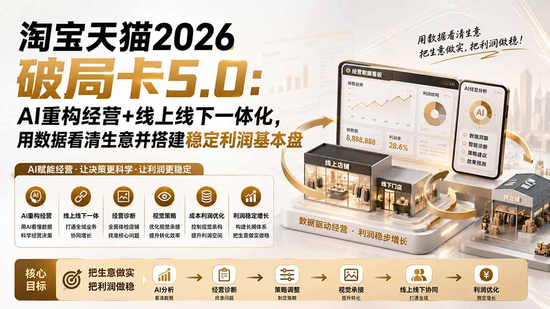 （19748期）淘宝天猫2026破局卡5.0：AI重构经营+线上线下一体化，用数据看清生意并搭建稳定利润基本盘-知享资源网