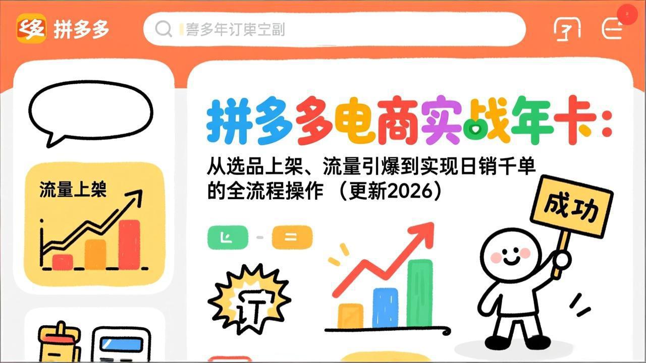 （19839期）拼多多电商实战年卡：从选品上架、流量引爆到实现日销千单的全流程操作（更新2026年8月）-知享资源网