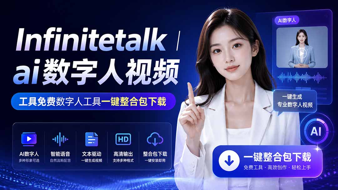 （20008期）Infinitetalk丨ai数字人视频-工具免费数字人工具一键整合包下载-知享资源网