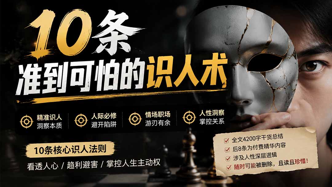 （19751期）付费文章：分享10条准到可怕的识人术术，希望能帮到大家。-知享资源网