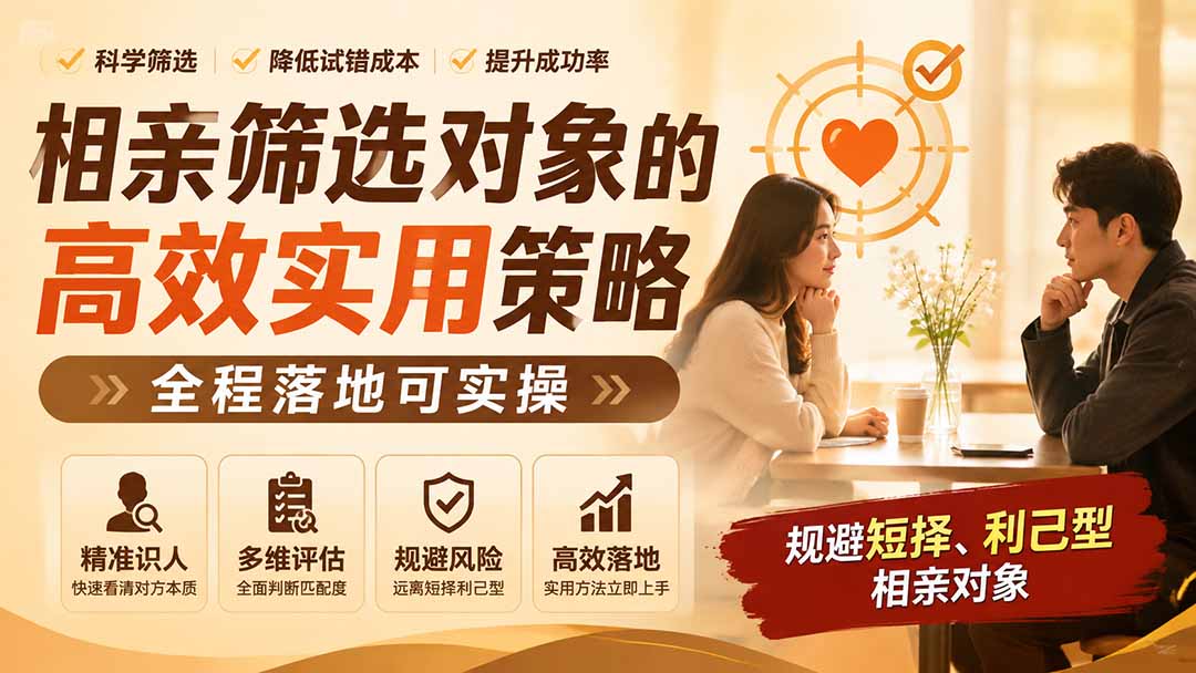 （19727期） 付费文章：相亲筛选对象的高效实用策略，全程落地可实操，规避短择、利己型相亲对象-知享资源网