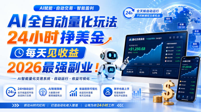 （19899期）AI量化全自动操作挣美金，矩阵可日入1000+，适合普通人的副业！-知享资源网