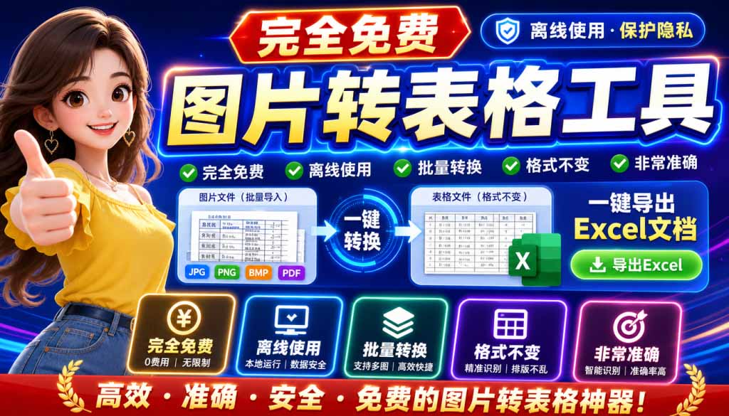（19972期）图片表格识别提取工具，支持一键从图片中智能提取表格并导出Excel文件，可离线免网运行，FastTableOCR-知享资源网