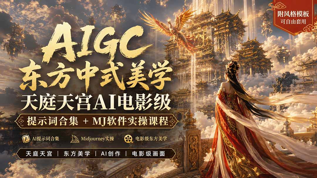 （19998期）AIGC东方中式美学天庭天宫AI电影级提示词合集+MJ软件实操课程-知享资源网