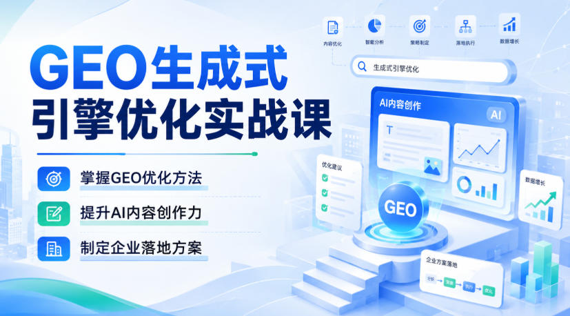 GEO生成式引擎优化实战课，掌握GEO优化方法，提升AI内容创作力，制定企业落地方案-知享资源网