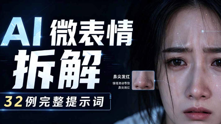 AI微表情拆解提示词合集，精准调控AI角色表情，可直接复用，0基础也能调出影视级表情变化-知享资源网