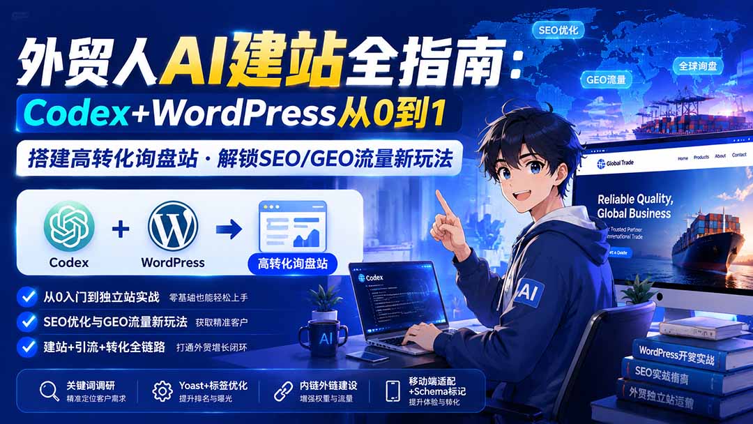 （20003期）外贸人AI建站全指南：Codex+WordPress从0到1·搭建高转化询盘站·解锁SEO/GEO流量新玩法-更新8月-知享资源网