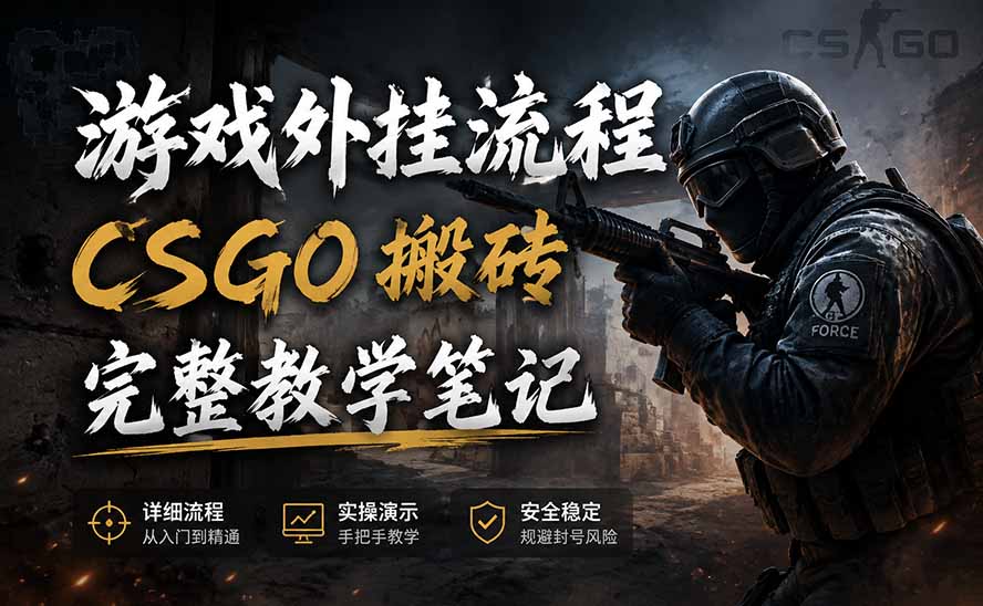（19719期）游戏挂机全流程笔记分享，CSGO游戏搬砖，小白看了当天学会见收益-知享资源网