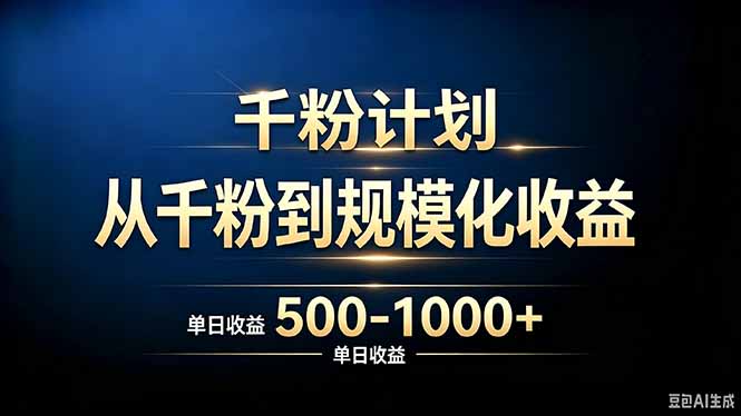 （20078期）抖音千粉账号计划，从千粉到规模化收益 500-1000+单日收益-知享资源网