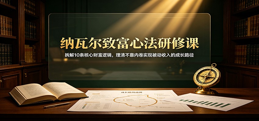 纳瓦尔致富心法研修课：拆解10条核心财富逻辑，理清不靠内卷实现被动收入的成长路径-知享资源网