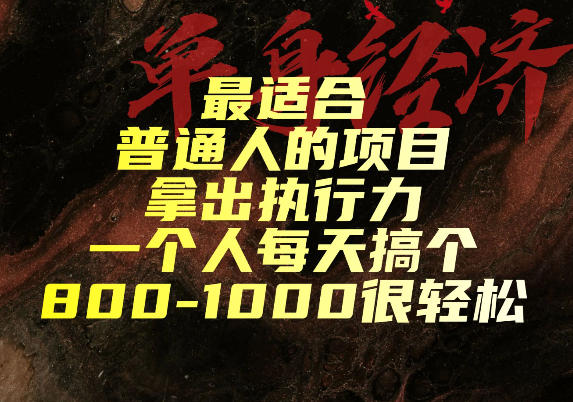 最适合普通人的项目，拿出执行力一个人每天搞个800-1k很轻松【揭秘】-知享资源网