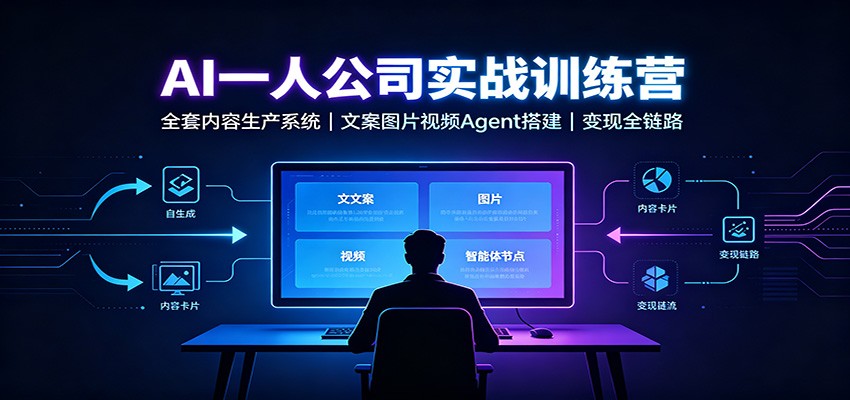 AI创作一人公司实战训练营：全套内容生产系统，文案图片视频Agent搭建变现全链路-知享资源网