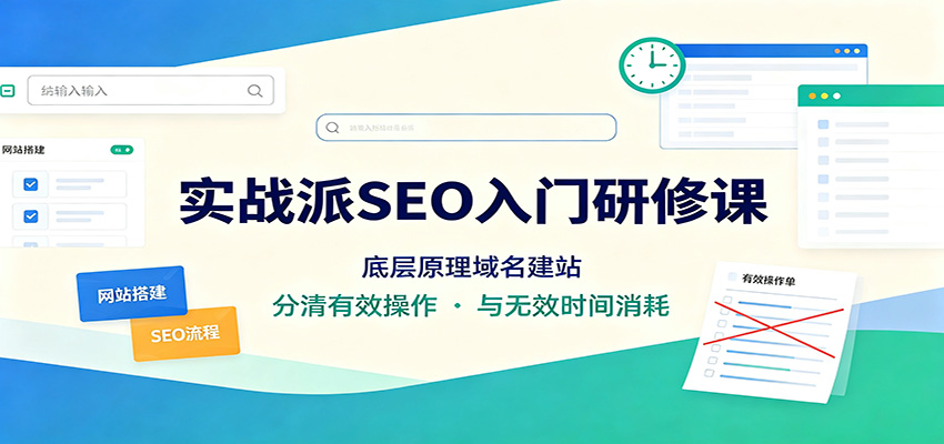 实战派SEO入门研修课：底层原理域名建站，分清有效操作与无效时间消耗-知享资源网