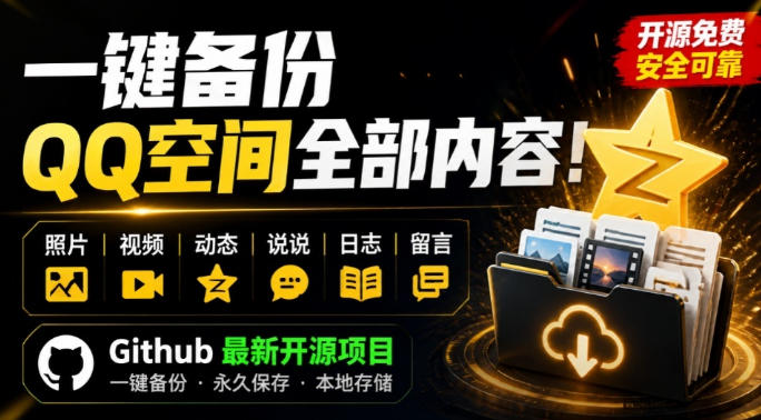 一键将你QQ空间全部内容备份下来！照片/视频/动态信息全存本地，Github最新开源项目QzoneArchive-知享资源网