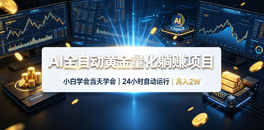 AI全自动黄金量化躺賺项目，小白学会当天学会，24小时自动运行，月入2W！【揭秘】-知享资源网