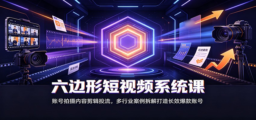 六边形短视频系统课：账号拍摄内容剪辑投流，多行业案例拆解打造长效爆款账号-知享资源网