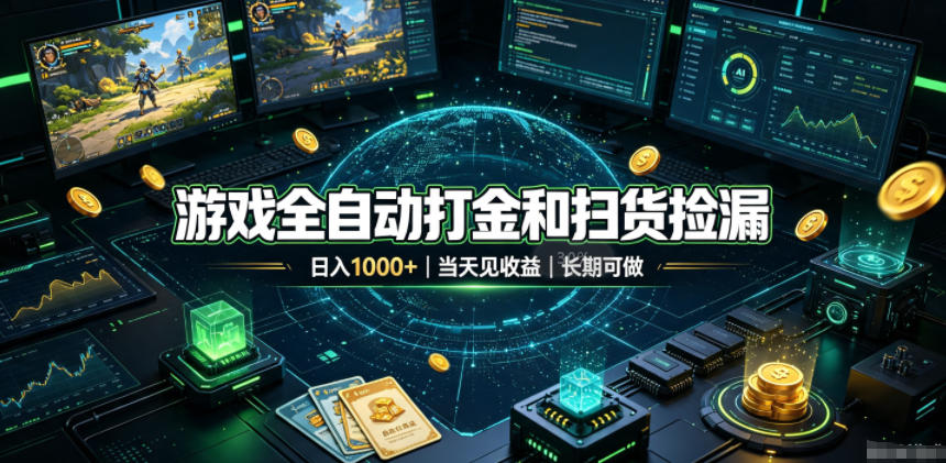 游戏全自动打金和扫货捡漏，日入1k+，当天见收益，长期可做！【揭秘】-知享资源网