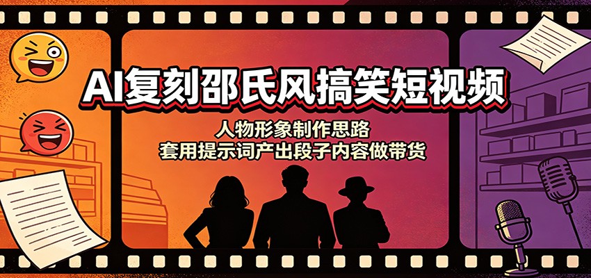 AI复刻邵氏风搞笑短视频：人物形象制作思路，套用提示词产出段子内容做带货-知享资源网