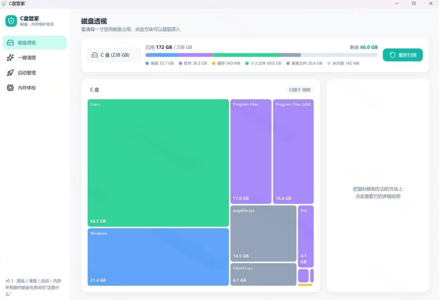 图片[3]-Windows超轻量的C盘管家！超级有特点，支持磁盘分析及清理提醒，2M大小体积，完全免费C盘管家-知享资源网