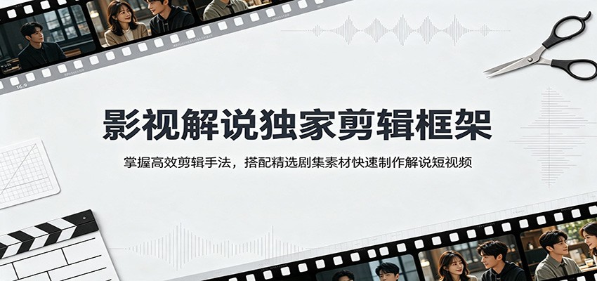 影视解说独家剪辑框架：掌握高效剪辑手法，搭配精选剧集素材快速制作解说短视频-知享资源网