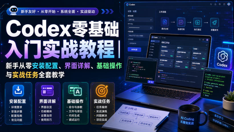 Codex零基础入门实战教程｜新手从零安装配置、界面详解、基础操作与实战任务全套教学-知享资源网