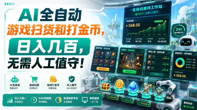 AI全自动游戏扫货和打金币，日入几百，无需人工值守！【揭秘】-知享资源网