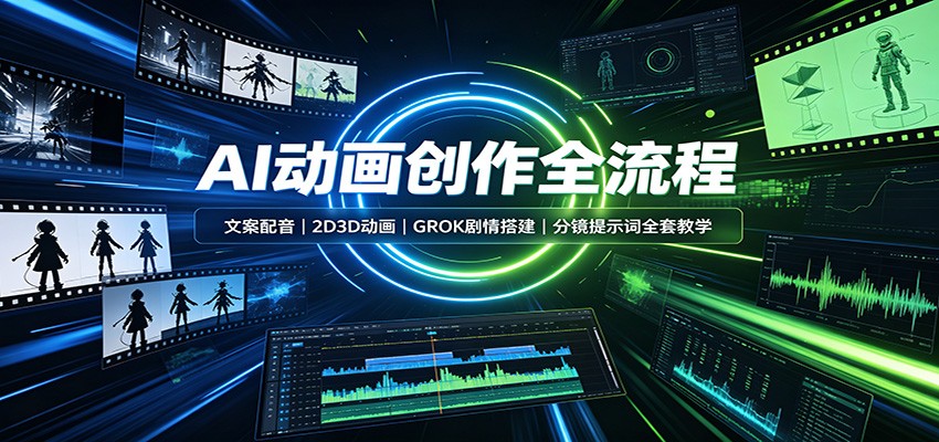 AI动画创作全流程：文案配音，2D3D动画，GROK剧情搭建，分镜提示词全套教学-知享资源网