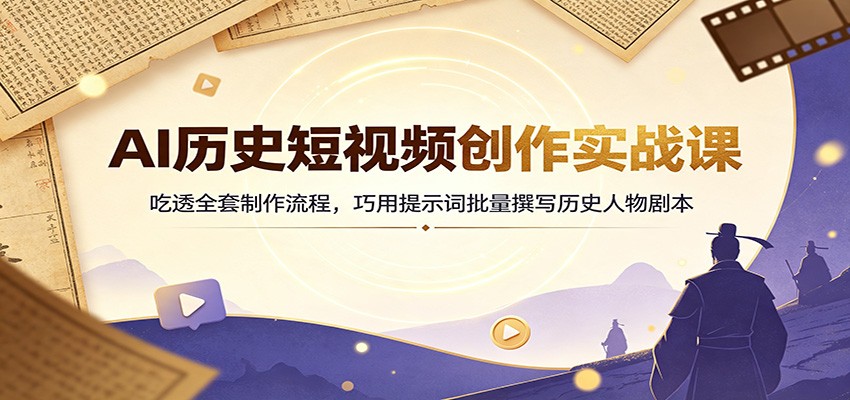 AI历史短视频创作实战课：吃透全套制作流程，巧用提示词批量撰写历史人物剧本-知享资源网
