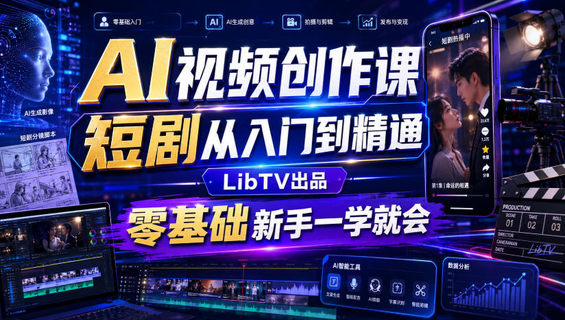 AI视频创作课，短剧从入门到精通，LibTV出品，零基础新手一学就会-知享资源网
