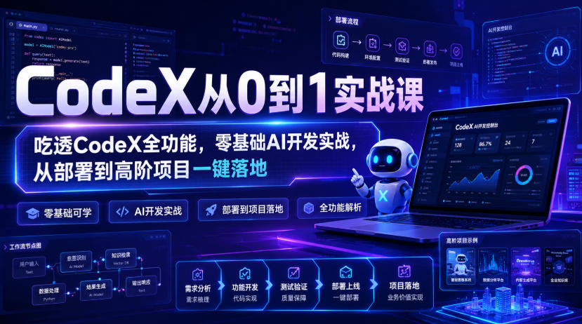 CodeX从0到1实战课，吃透CodeX全功能，零基础AI开发实战，从部署到高阶项目一键落地-知享资源网
