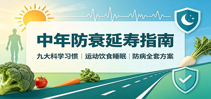 中年防衰延寿指南：九大科学习惯，运动饮食睡眠防病全套方案-知享资源网