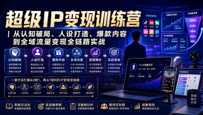 超级IP变现训练营｜从认知破局、人设打造、爆款内容到全域流量变现全链路实战-知享资源网