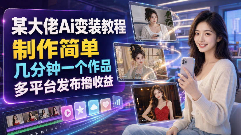 某大佬Ai变装教程，制作简单，几分钟一个作品，多平台发布撸收益-知享资源网