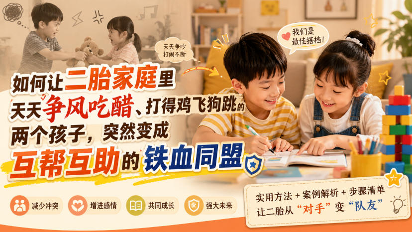 付费文章：如何让二胎家庭里天天争风吃醋、打得鸡飞狗跳的两个孩子，突然变成互帮互助的铁血同盟？-知享资源网