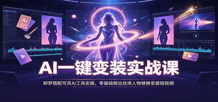 AI一键变装实战课：即梦搭配可灵AI工具实操，零基础做出丝滑人物替换变装短视频-知享资源网