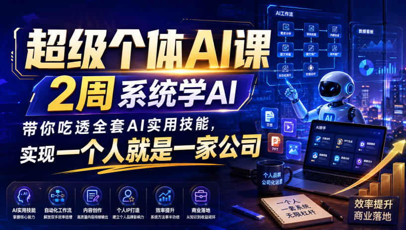 超级个体AI课，2周系统学AI，带你吃透全套AI实用技能，实现一个人就是一家公司-知享资源网
