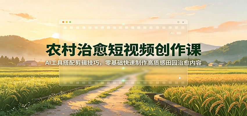 农村治愈短视频创作课：AI工具搭配剪辑技巧，零基础快速制作高质感田园治愈内容-知享资源网
