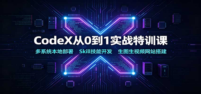 CodeX从0到1实战特训课：多系统本地部署，Skill技能开发，生图生视频网站搭建-知享资源网