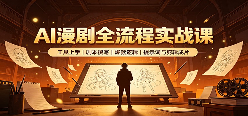 AI漫剧全流程实战课：工具上手、剧本撰写、爆款逻辑、提示词与剪辑成片-知享资源网