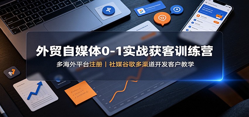 外贸自媒体0-1实战获客训练营：多海外平台注册，社媒谷歌多渠道开发客户教学-知享资源网