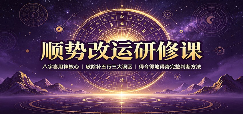 顺势改运研修课：八字喜用神核心，破除补五行三大误区，得令得地得势完整判断方法-知享资源网