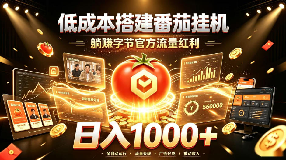 低成本搭建番茄挂G，躺賺字节官方流量红利，日入1k+，全程傻瓜式落地【揭秘】-知享资源网