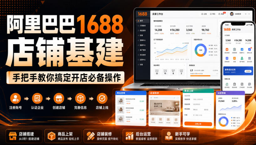 阿里巴巴1688店铺基建，手把手教你搞定开店必备操作（更新8月）-知享资源网