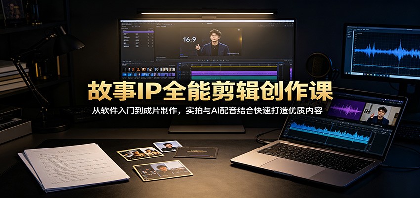 故事IP全能剪辑创作课：从软件入门到成片制作，实拍与AI配音结合快速打造优质内容-知享资源网