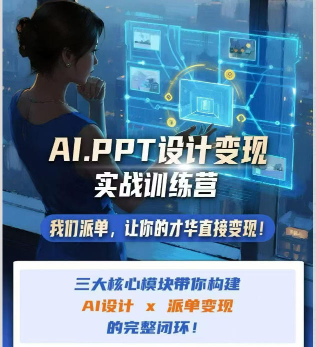 AI+PPT设计变现实战训练营，我们派单，让你的才华直接变现，三大核心模块带你构建Al设计x派单变现的完整闭环-知享资源网