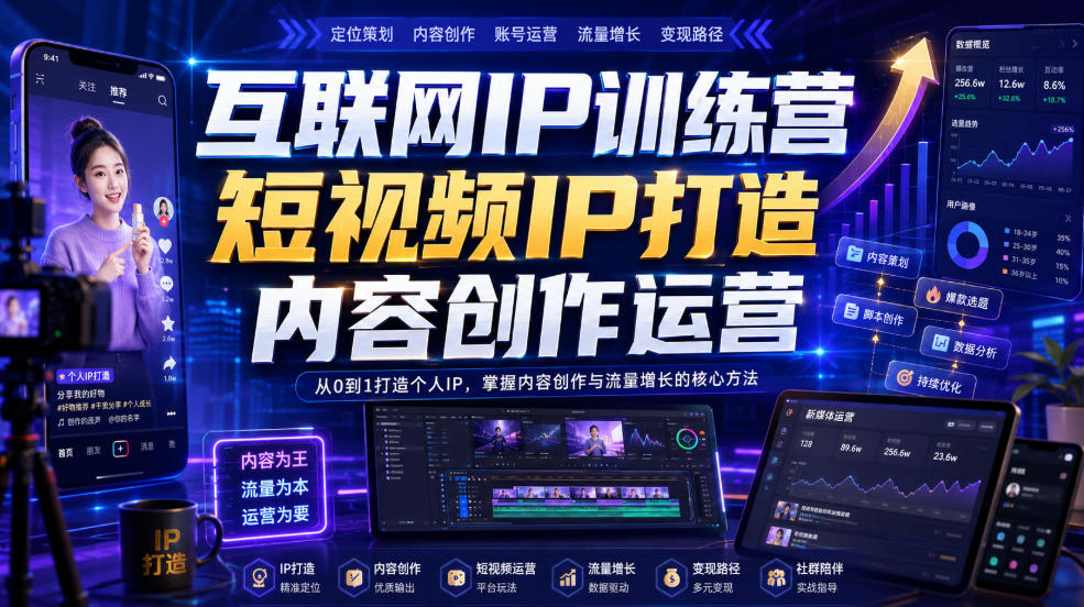 互联网IP训练营，短视频IP打造，内容创作运营-知享资源网