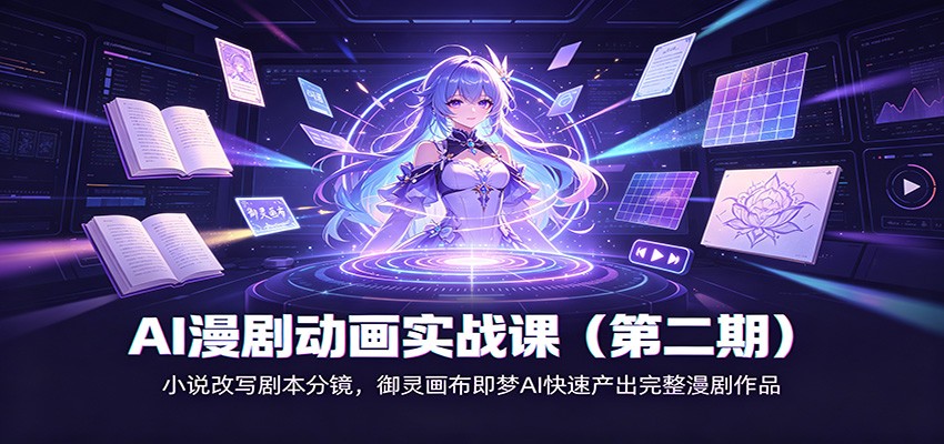 AI漫剧动画实战课（第二期)：小说改写剧本分镜，御灵画布即梦AI快速产出完整漫剧作品-知享资源网