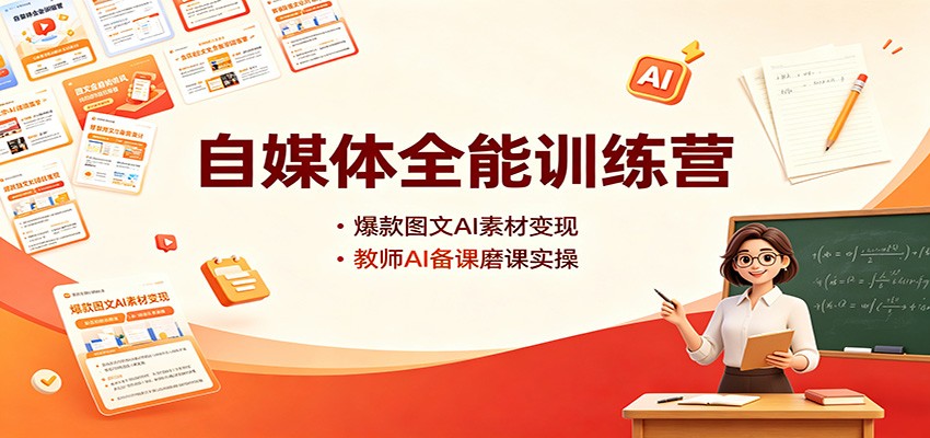自媒体全能训练营：爆款图文AI素材变现，教师AI备课磨课实操-知享资源网