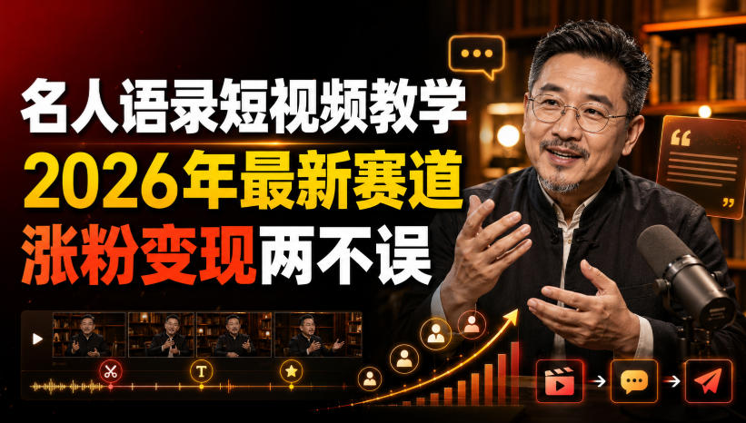 名人语录短视频教学，2026年最新赛道，涨粉变现两不误-知享资源网