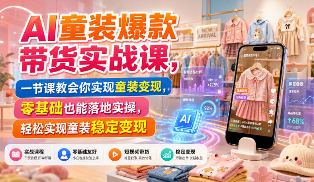 AI童装爆款带货实战课，一节课教会你实现童装变现，零基础也能落地实操-知享资源网